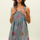 BiBi Star Rhinestone Washed Wide Leg Shortalls Shortalls