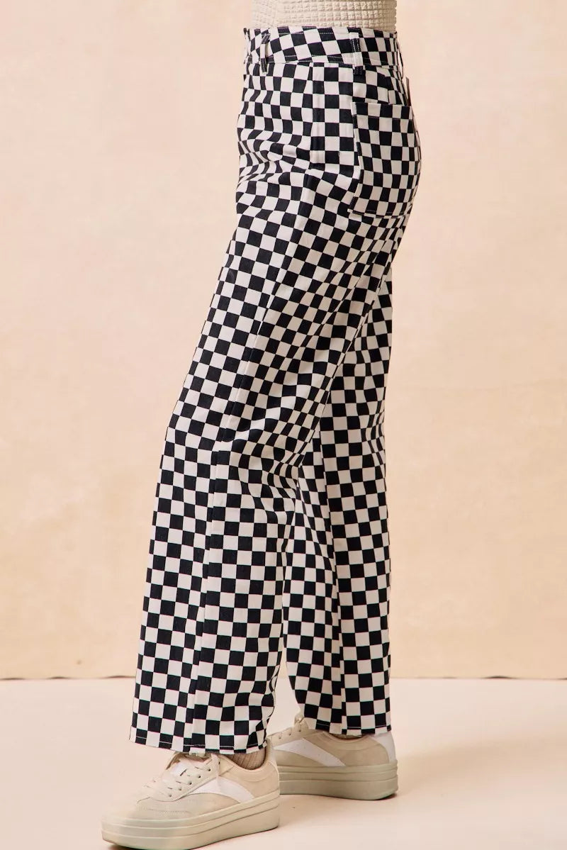BiBi Gameday Theme Checkered Printed Pants | Daverri Fashions