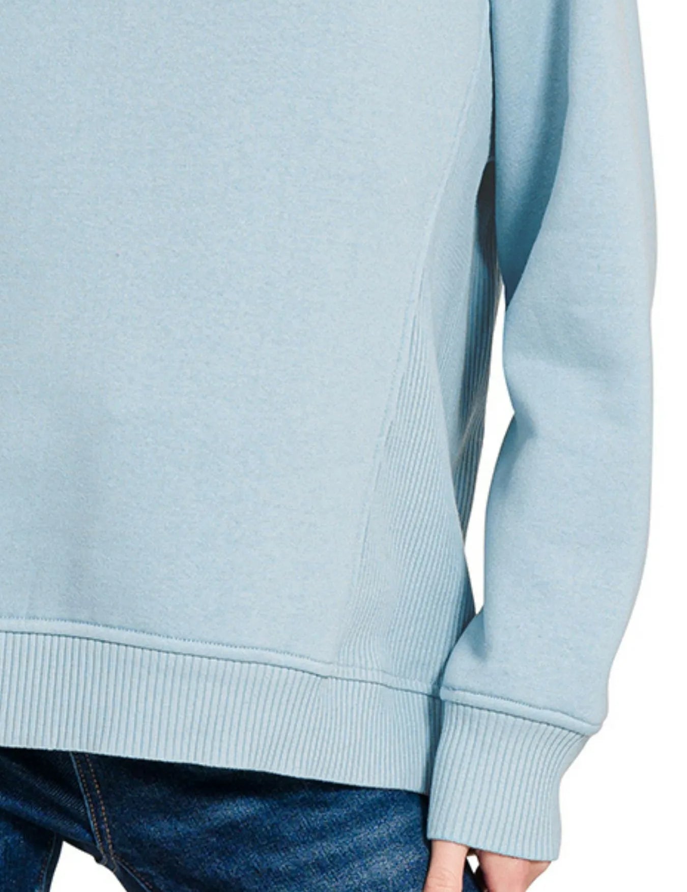 Zenana Fleece Round Neck Ribbed Side Raglan Sweatshirt | Sweatshirts Daverri Fashions