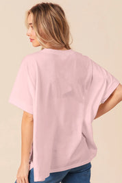 BiBi Sequin Bow Patch Short Sleeve T-Shirt Pink | T-Shirts Daverri Fashions