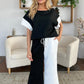 Double Take Full Size Texture Contrast T-Shirt and Wide Leg Pants Set Outfit Sets