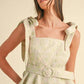 MABLE Jacquard Floral Peplum Top and Flare Shorts Set Outfit Sets