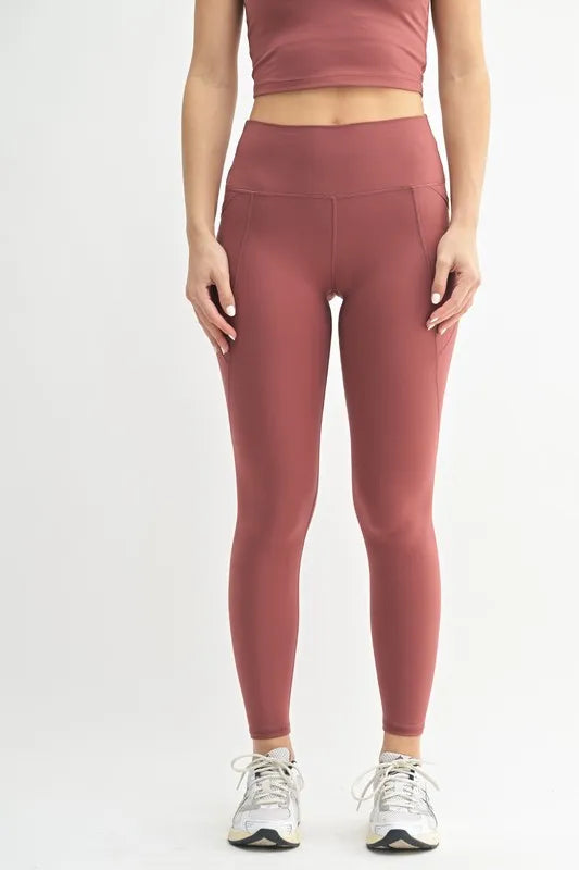 MONO B Venice Cloud Light Sculpt High-Waisted Leggings RED PEAR