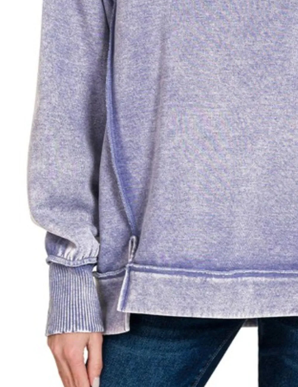 Zenana Acid Wash Exposed-seam Fleece Sweatshirt | Sweatshirts Daverri Fashions