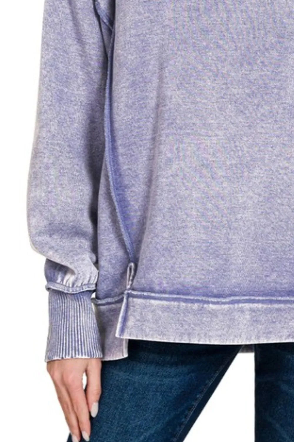 Zenana Acid Wash Exposed-seam Fleece Sweatshirt Sweatshirts