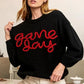 BiBi Game Day Metallic Letter Sweater - DAVERRI FASHIONS