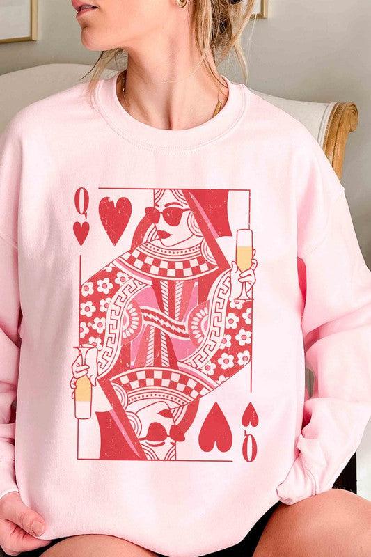 Champagne Queen of Hearts Graphic Sweatshirt PINK Graphic Sweatshirts