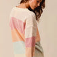 SO ME Multi Color Block Long Sleeve Sweater - DAVERRI FASHIONS