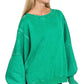 Zenana Acid Washed Batwing Sleeve Fleece Sweatshirt - DAVERRI FASHIONS