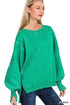 Zenana Acid Washed Batwing Sleeve Fleece Sweatshirt - DAVERRI FASHIONS
