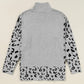 Slit Leopard Mock Neck Dropped Shoulder Sweater - DAVERRI FASHIONS