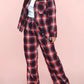 Plaid Collared Neck Button Up Top and Pants Lounge Set - DAVERRI FASHIONS