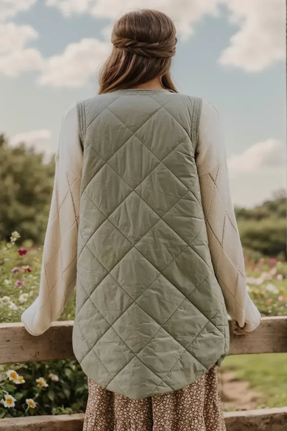 Button Up Pocketed Vest Coat - DAVERRI FASHIONS