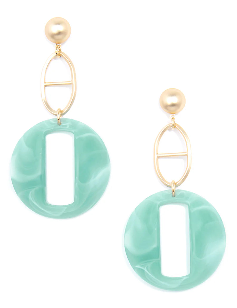 Marbled Resin Mariner Link Earrings | Earrings Daverri Fashions