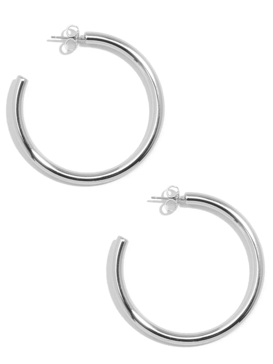Large Chunky hoop Earrings Silver Earrings