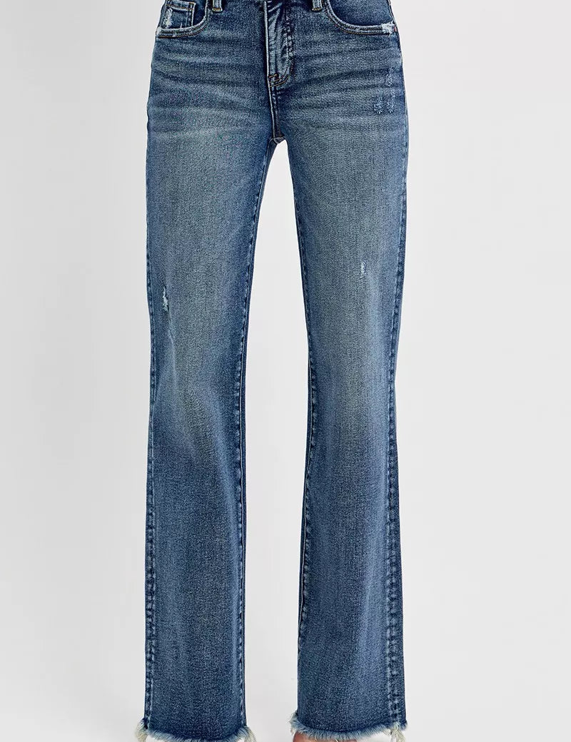 DARK RISEN Full Size Tummy Control High Rise Long Straight Jeans Plus Size | Jeans Daverri Fashions