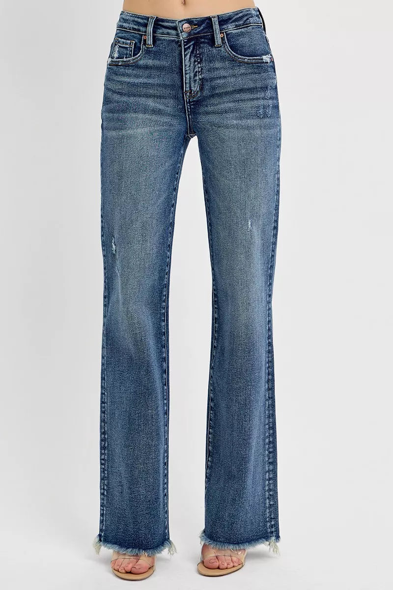 DARK RISEN Full Size Tummy Control High Rise Long Straight Jeans Plus Size | Jeans Daverri Fashions