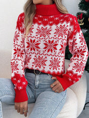 Christmas Snowflake Turtleneck Long Sleeve Sweater | Sweaters Daverri Fashions