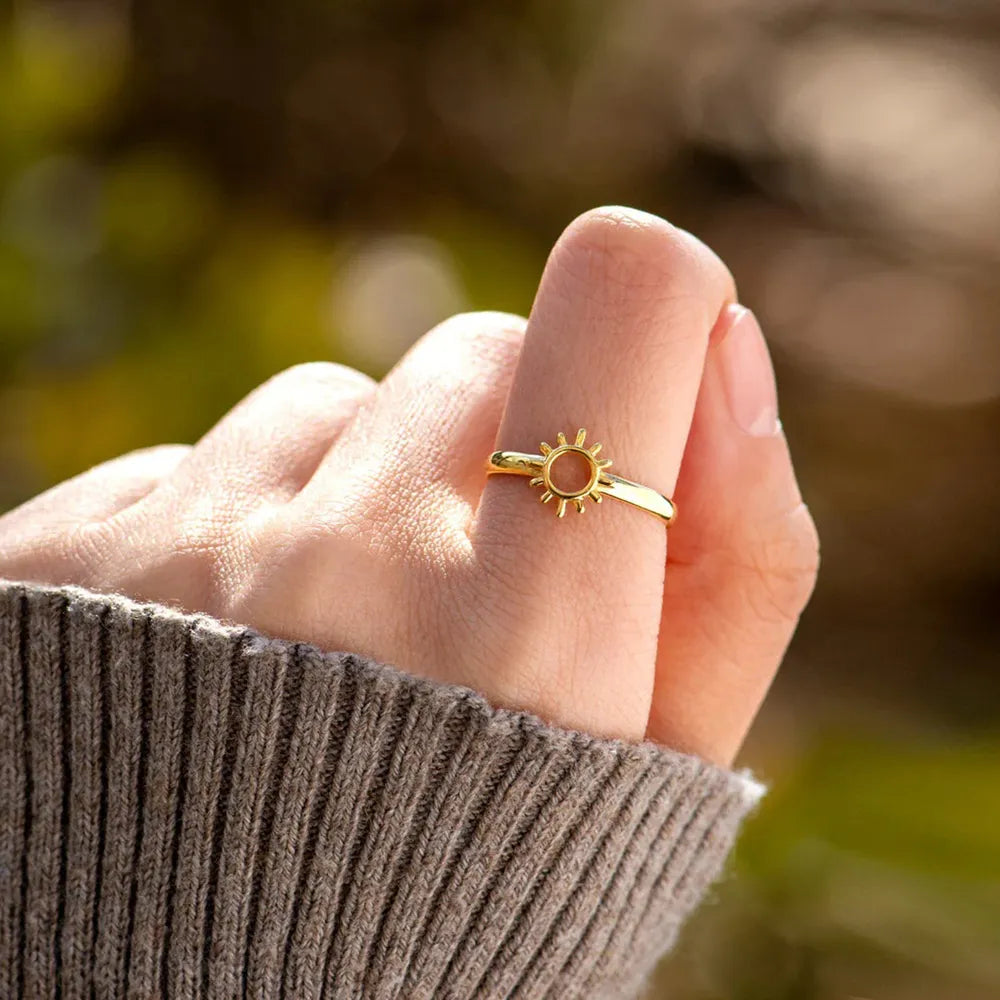 Sun Shape 18K Gold-Plated Ring | Rings Daverri Fashions