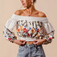 SO ME floral embroidered off-the-shoulder crop top in white