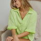 BiBi Mineral Washed Thermal Top lime green textured polo shirt