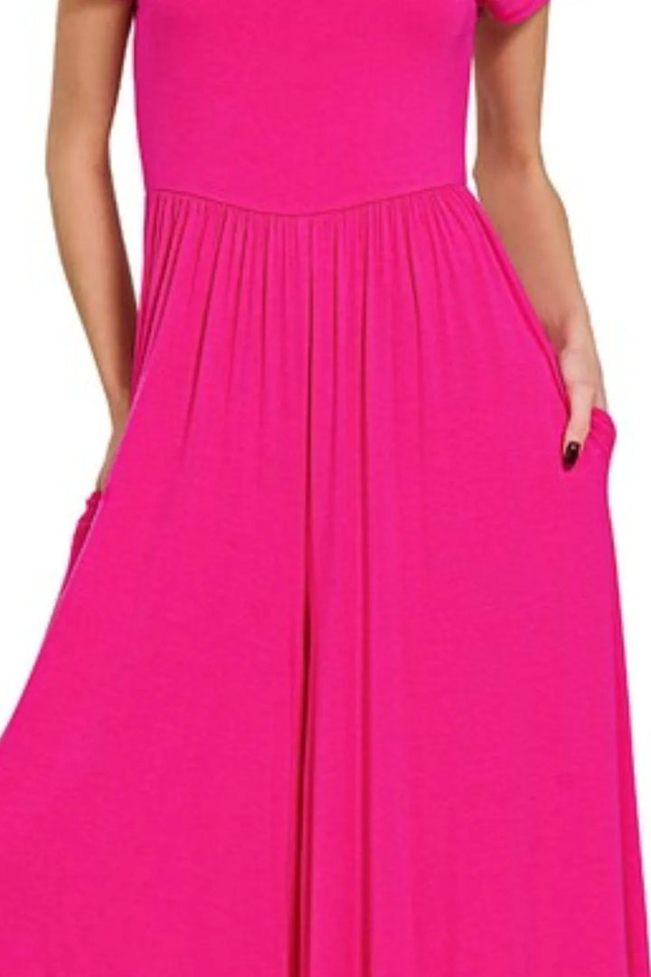 Zenana Double Layered Short Sleeve Jumpsuits Jumpsuits