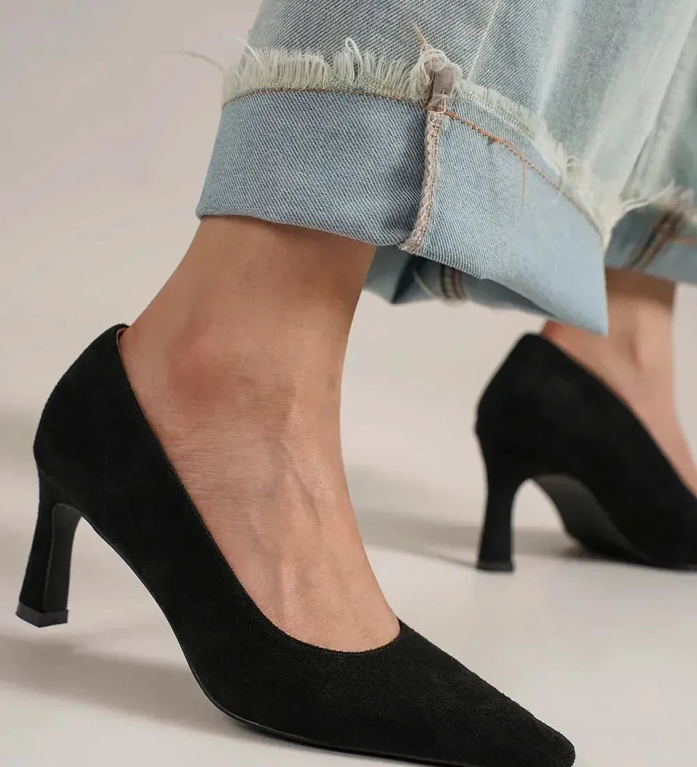 Beast Fashion Faux Suede Point Toe Pumps - DAVERRI FASHIONS