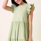 Mittoshop sage green ruffle short sleeve tiered maxi dress