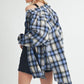 Aemi + Co Washed Plaid Button Up Raglan Sleeve Flannel Shirt