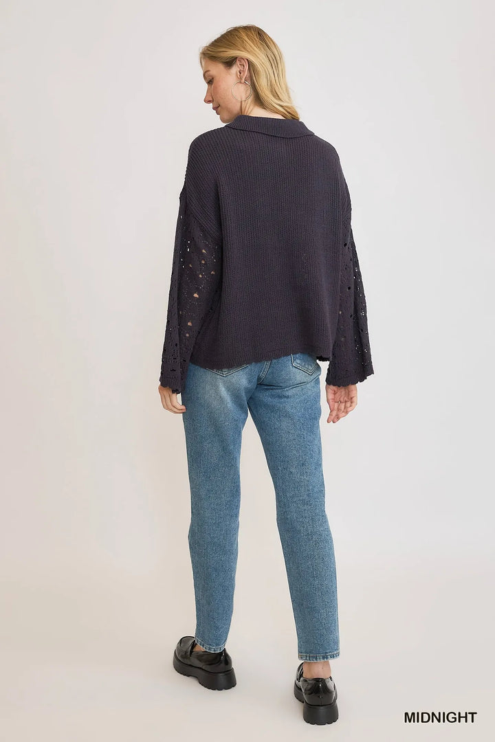Umgee Hollow Out Button Down Cardigan Cardigans