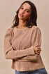 SO ME Mineral Washed Waffle Top With Puff Sleeves - DAVERRI FASHIONS