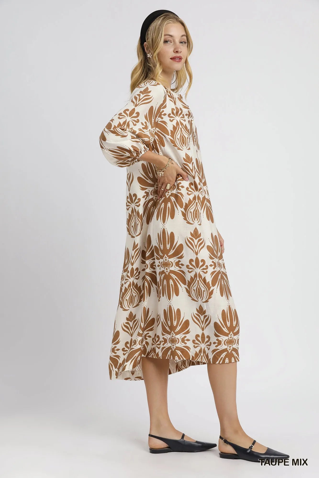 Umgee Mix Abstract Floral Print Midi Dress | Midi Dresses Daverri Fashions