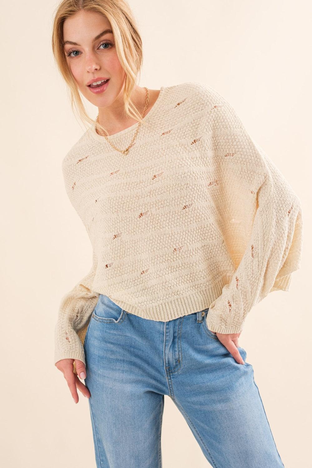 And The Why Dolman Sleeves Sweater - DAVERRI FASHIONS