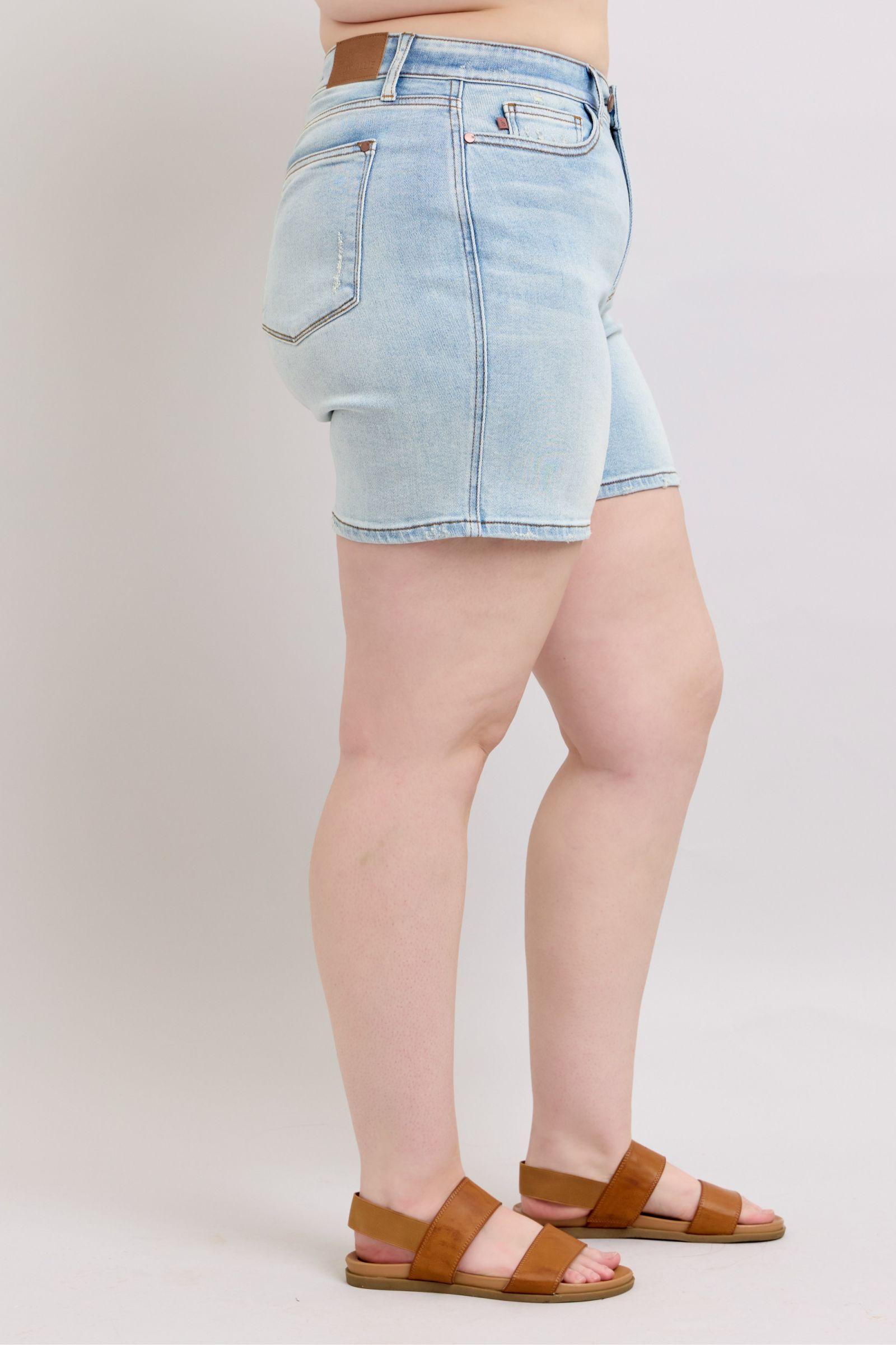 Judy Blue Full Size 2 Button Denim Shorts with Pockets Plus Size | Denim Shorts Daverri Fashions