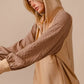 BiBi Half Zip French Terry Hoodie with Kint Sleeves - DAVERRI FASHIONS