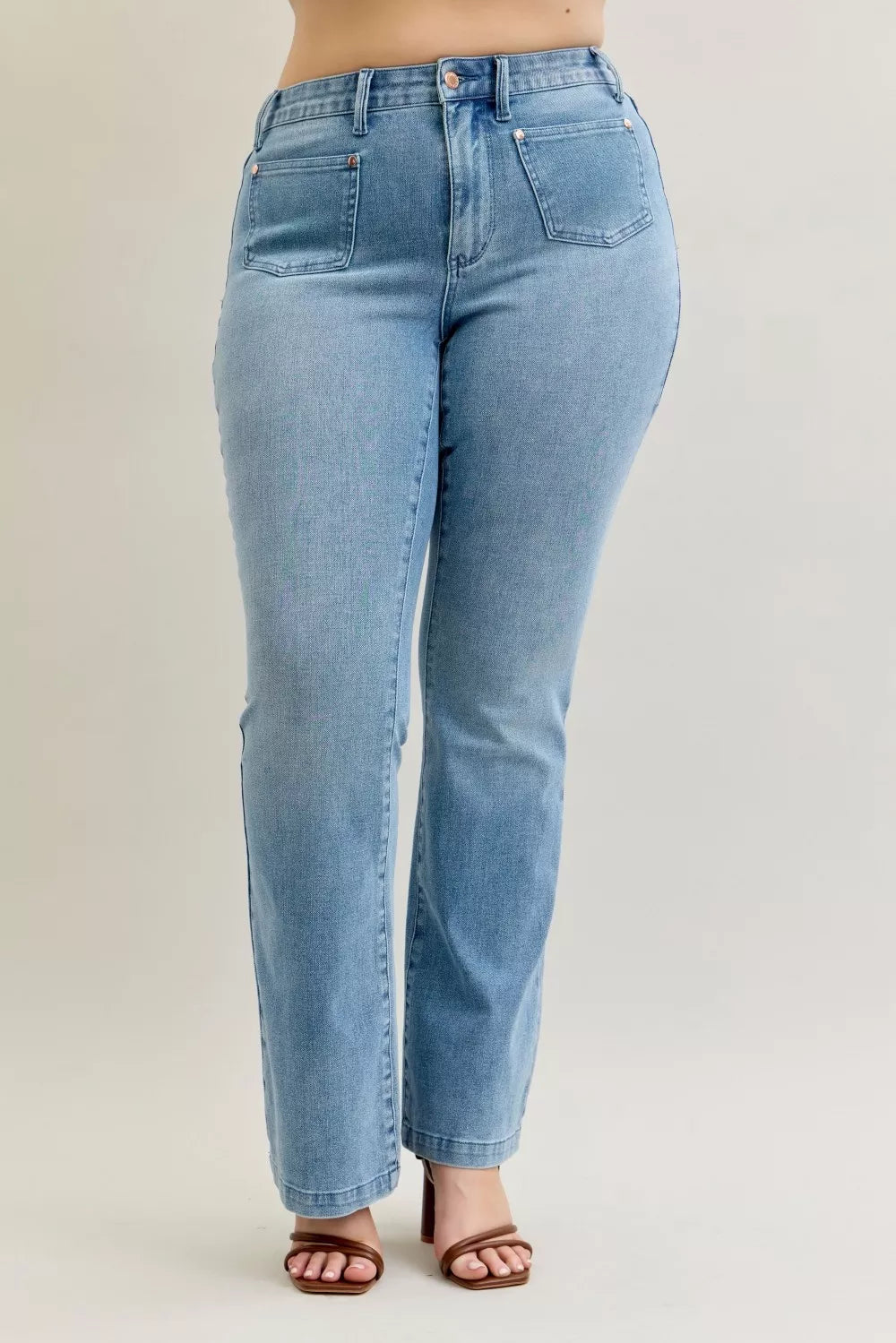 Plus size Judy Blue light blue high waist straight leg denim jeans