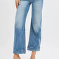 RISEN Full Size Mid Rise Crop Straight Jeans with Taylor Cuffed Plus Size - DAVERRI FASHIONS