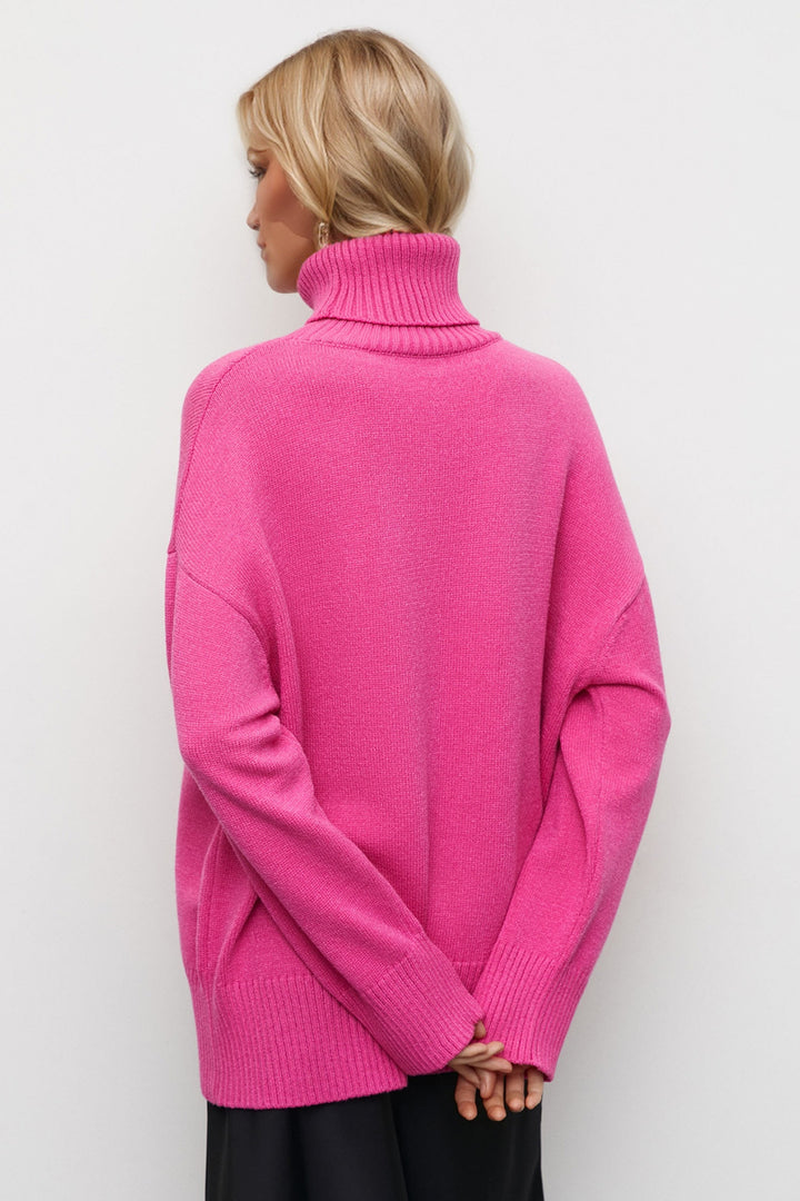 Basic Bae Turtleneck Dropped Shoulder Long Sleeve Sweater | Sweaters Daverri Fashions