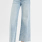 RISEN Full Size Tummy Control Low Rise Wide Leg Raw Cut Hem Jeans Plus Size Jeans