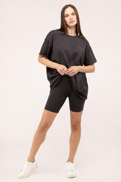 Cotton Round Neck Top & Biker Shorts Set Outfit Sets