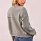 BiBi Washed Sweater V Neck Cardigan - DAVERRI FASHIONS