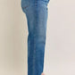 Judy Blue Full Size High Waist Tummy Control Chew Hem Destroy Wide Jeans Plus Size - DAVERRI FASHIONS