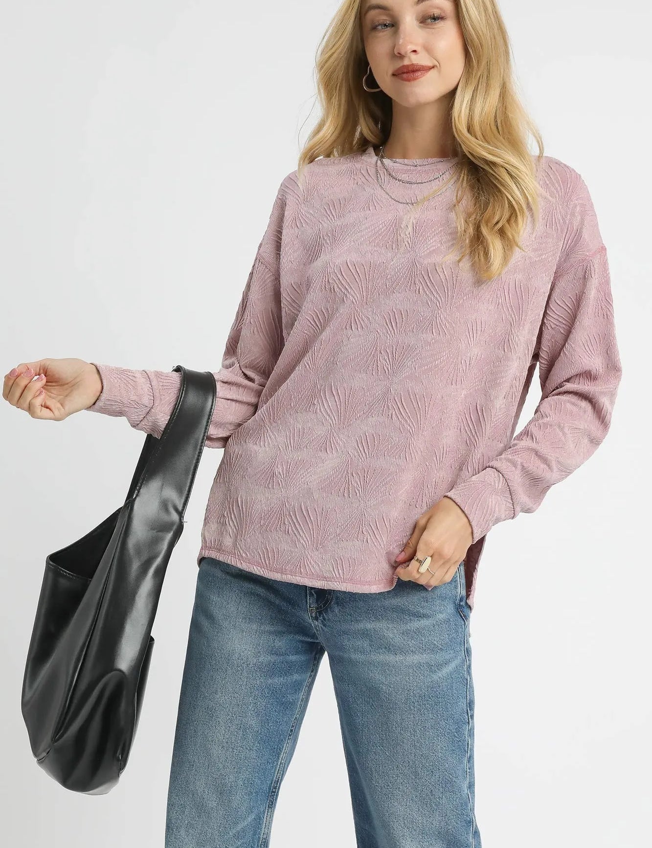 MAUVE Umgee Textured Knit Long Sleeve Top | Knit Tops Daverri Fashions