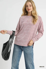 MAUVE Umgee Textured Knit Long Sleeve Top | Knit Tops Daverri Fashions