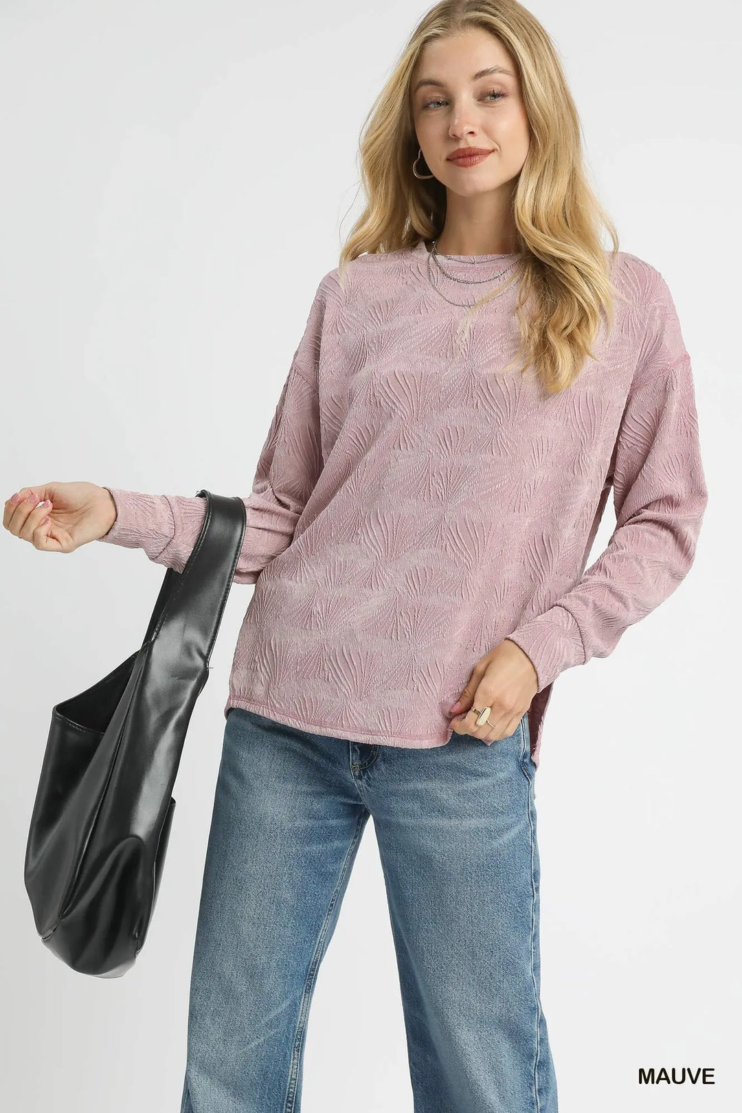MAUVE Umgee Textured Knit Long Sleeve Top | Knit Tops Daverri Fashions