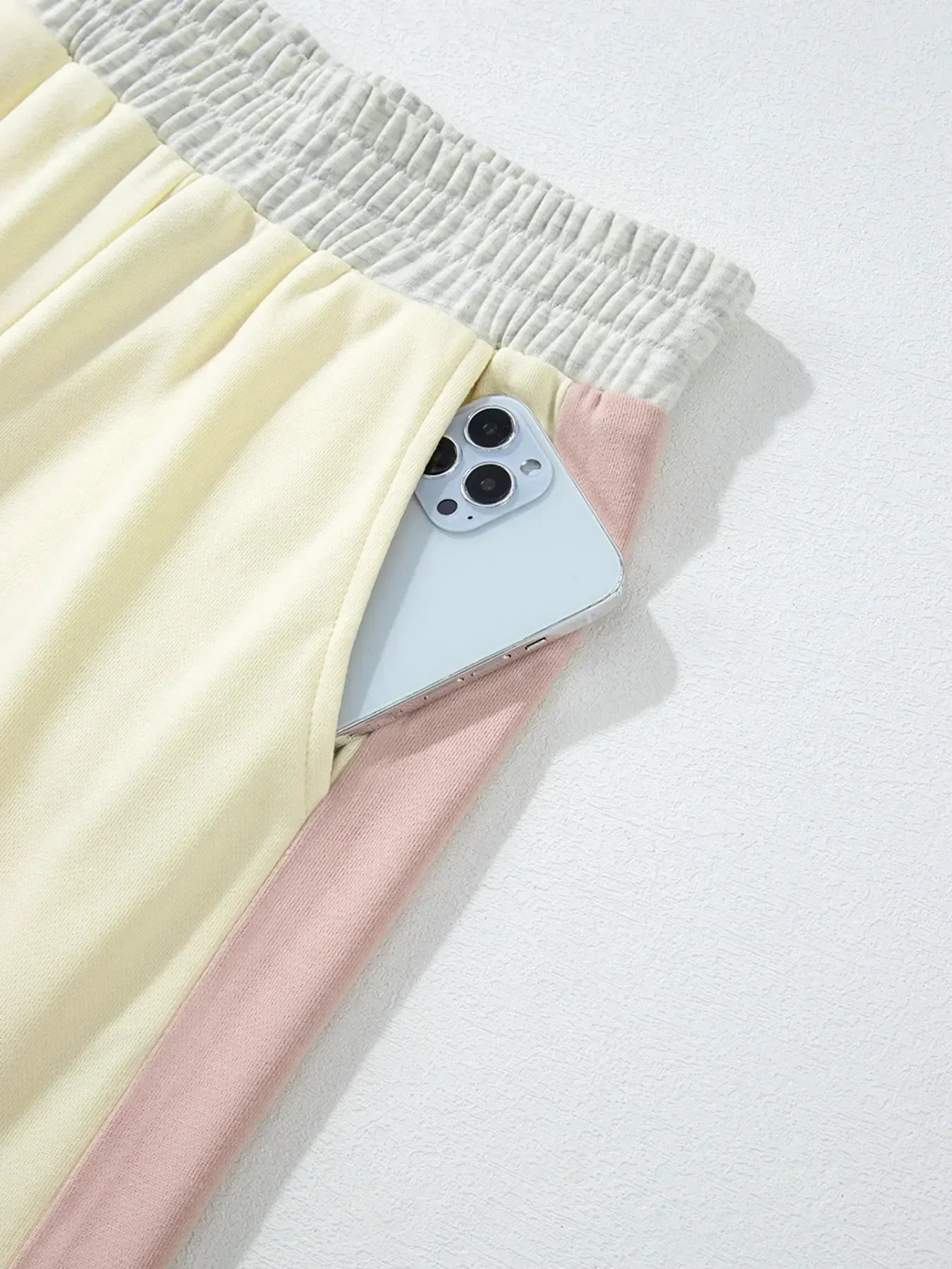 Color Block Round Neck Top and Pants Set - DAVERRI FASHIONS