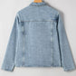 Scallop Trim Collar Patched Pocket Button Up Denim Jacket - DAVERRI FASHIONS