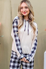 And The Why Drawstring Hooded Top and Plaid Pants Lounge Set | Outfit Sets Daverri Fashions