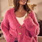 SO ME Soft Touch Hairy Loose Fit Cozy Sweater Cardigan - DAVERRI FASHIONS