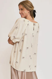 Umgee Full Size Linen Blend Ribbon Embroidered Top Plus Size | Daverri Fashions